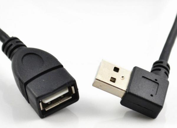 Right angle USB 2.0 A male to female extension cable