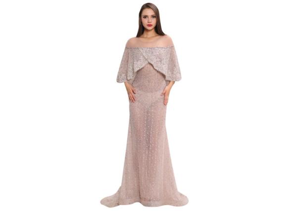 Fashion Sexy Ladies Champagne Middle Eastern Evening Dresses For Slim Girls And Woman
