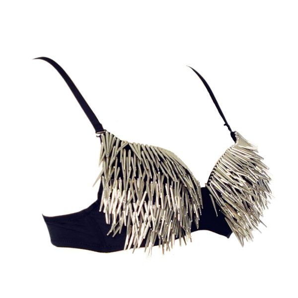 Girl Night Club Wear Spandex Long Spike Bra Top CRB7205 Dance Club Clothes