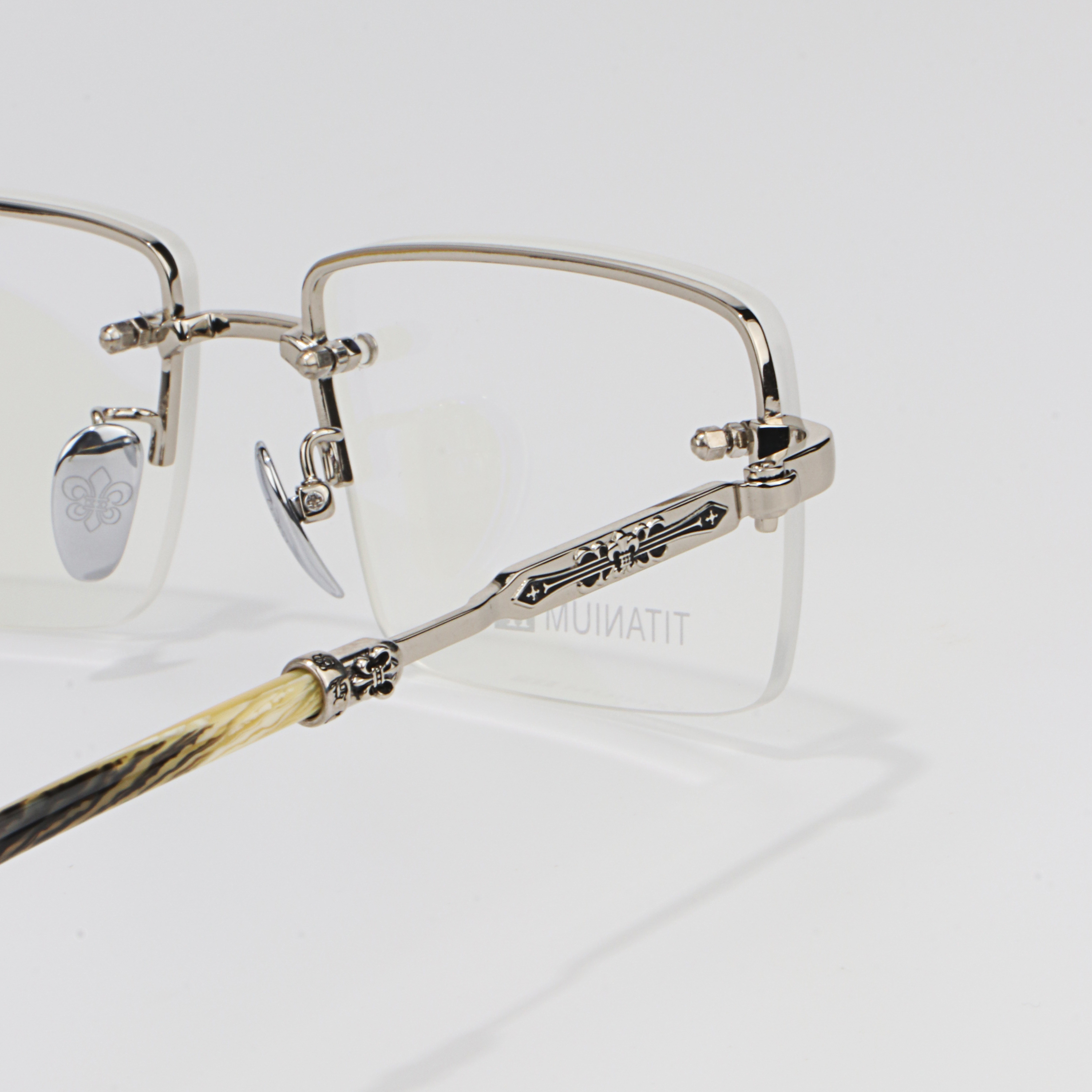 New Read Half Frame Square Black Silver Color Optical Prescription Luxury Brand Fashion Light Custom logo Glasses Eyewear Frames