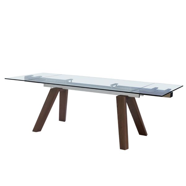 Modern Design  Living room Furniture Tempered Glass  Dinning Spacial Wooden leg Table sets