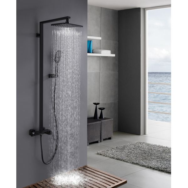 Black Brass Bathtub Faucet Mixer Set Wall Mounted Single Handle for Luxurious Bathroom