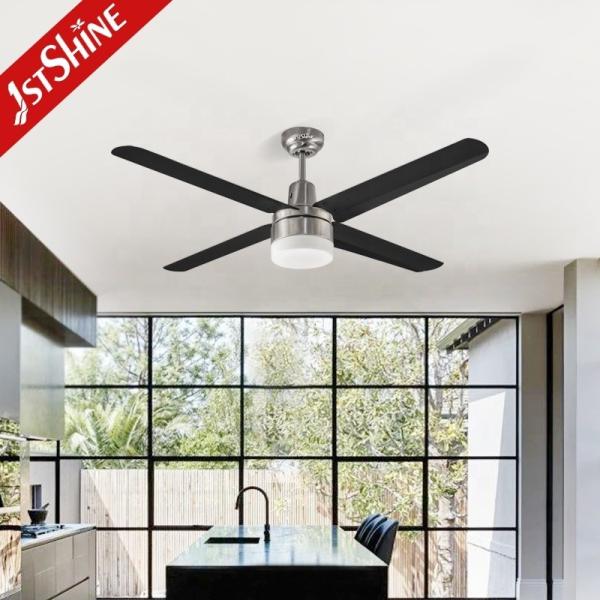 Vento forte 52 polegadas Moderno de cobre Motor 4 preto LED SS lâmina Ventilador de teto com luz
