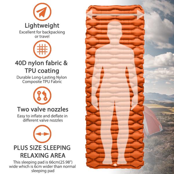 4 Season Comfortable Compact 8x3'' Inflatable Sleeping Pad