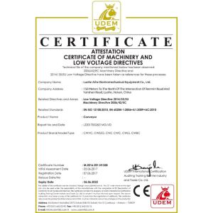 Luohe Aihe Electromechanical Equipment Co., Ltd. Certifications