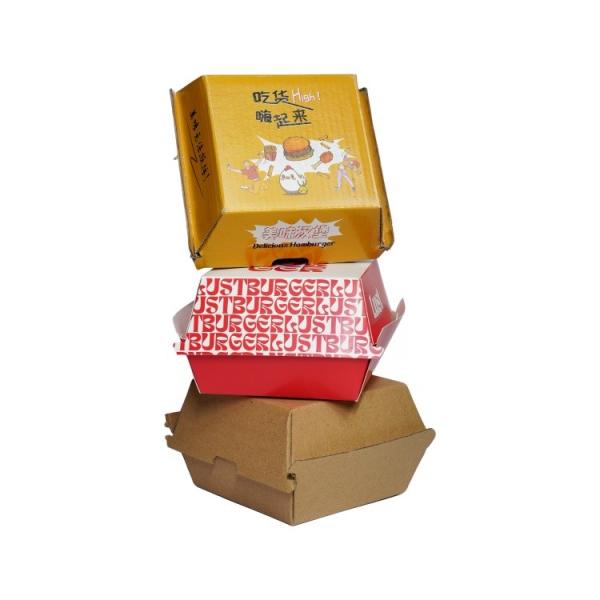 Customized Different Shapes Burger Box Compostable Corrugated Cardboard Box for Fast Food Delivery Customized Sizes