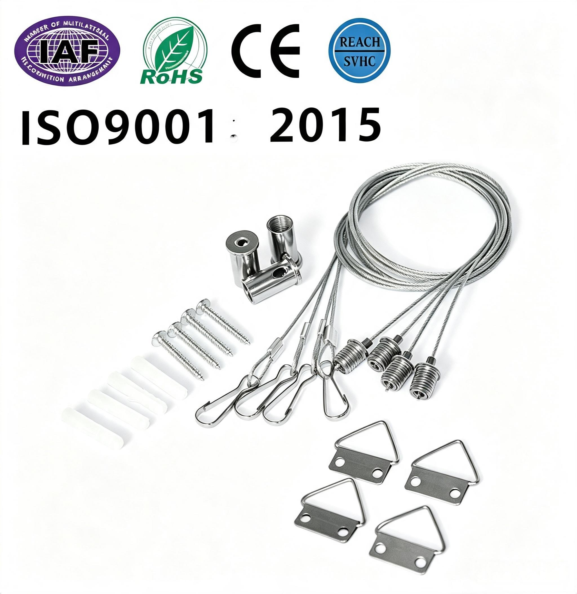 Adjustable Panel Lighting One Set Steel Wire Rope Hanging Kit With Triangle Brackets