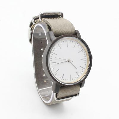 Sandalwood Black Leather Strap Watches Mens Japan Quartz Movement