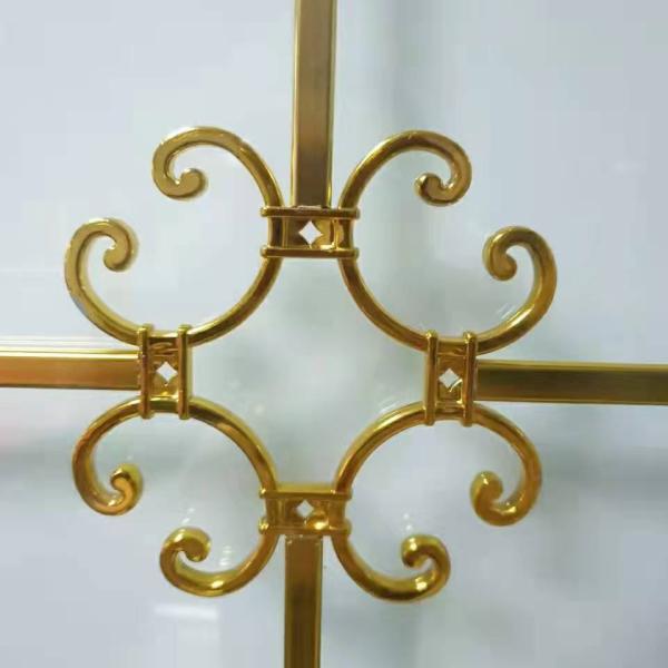 China glass fittings UV proof Plastic Golden Flower Georgian Bar Decoration Bar Insulating Glass