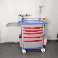Chariot de secours d'urgence avec 5 tiroirs Défibrillateur Plateforme IV pôle