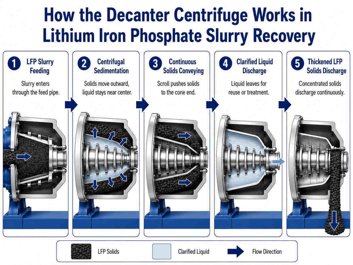 Decanter Centrifuge for Lithium Iron Phosphate Slurry Recovery