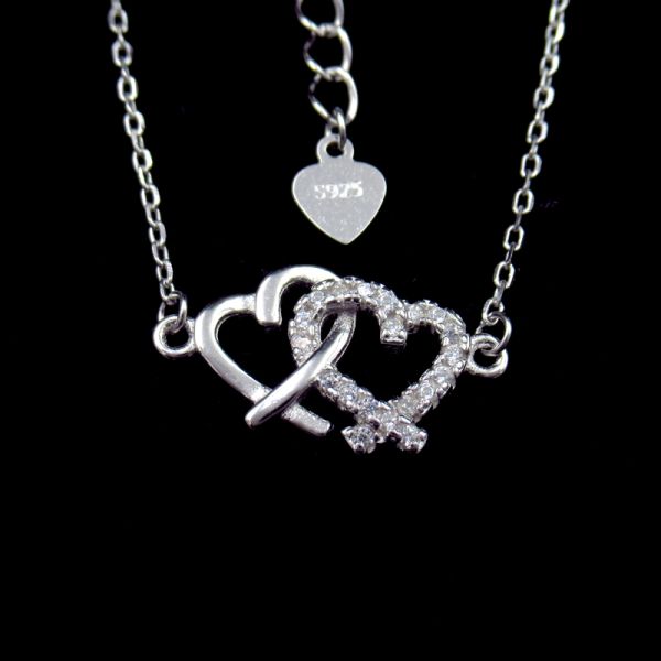 Glaze Heart Pink Stone Necklace Jewellery With Free Nickel Imperial Crown Design