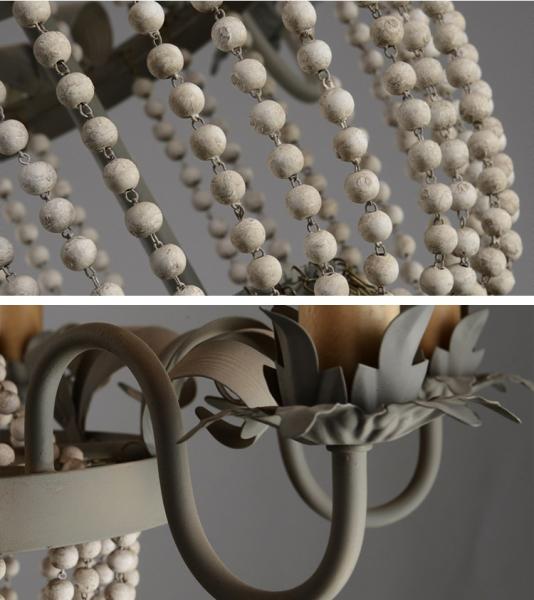 Wood Bead Chandelier Light Fixtures 6 Lights For Living room Bedroom Lighting (WH-CI-05)