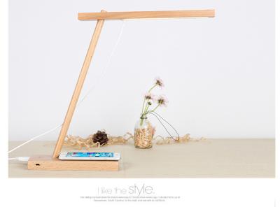 Three In One Wooden Qi Power Bank Creative Detachable Table Lamp Type