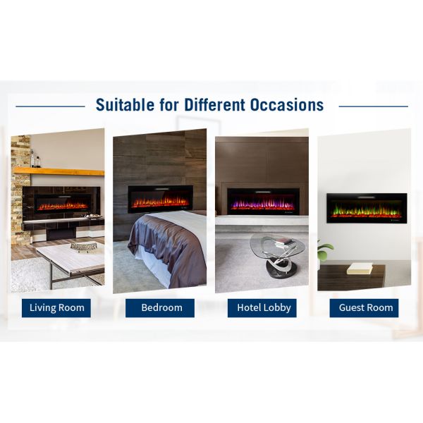 50 дюймов 15 цветов пламени WN-D50 Электрический камин с встроенными современными 3D светодиодными лампами