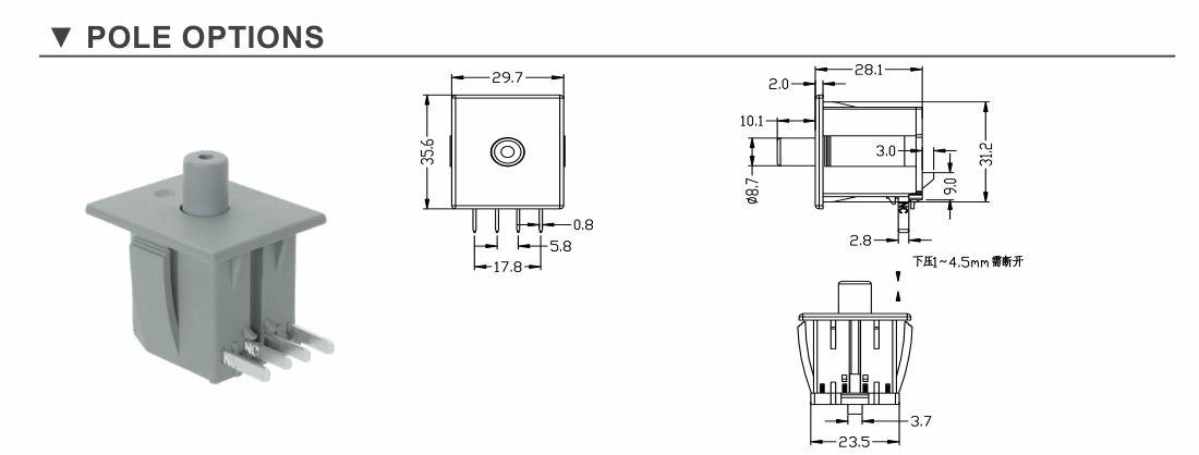 5A 24V Double Normally Closed Momentary Seat Switch – Designed for Gardening & Outdoor Power Equipment