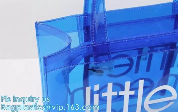 PVC soft pouch bag with round, packaging bag with embroidery recyclable quilt packaging bag, Handle Bag, PVC Shopping Ba