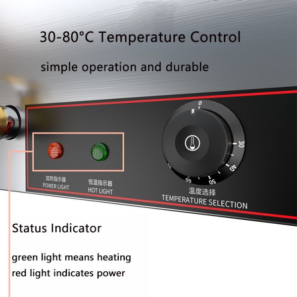 Электрический теплосохранный супный бассейн 2-панельный пищевой обогреватель 565*380*275мм 10 кг для общественного питания