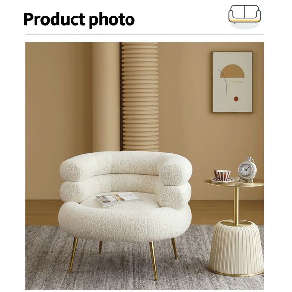 Simples silla de sofá de cabello de cordero con piernas de acero inoxidable perfecta adición a los muebles de la sala de estar de lujo y luz moderna