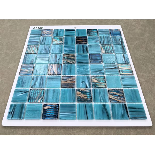 Mosaïques de piscine en verre pour mur intérieur 304x304mm, résistantes à l'usure, bleues, pour salon et projet