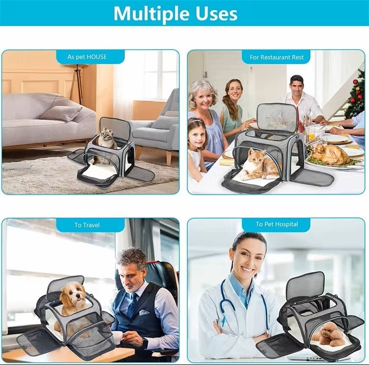 Airline Approved Expandable Pet Carrier Soft Sided Pet Travel Carrier Bag