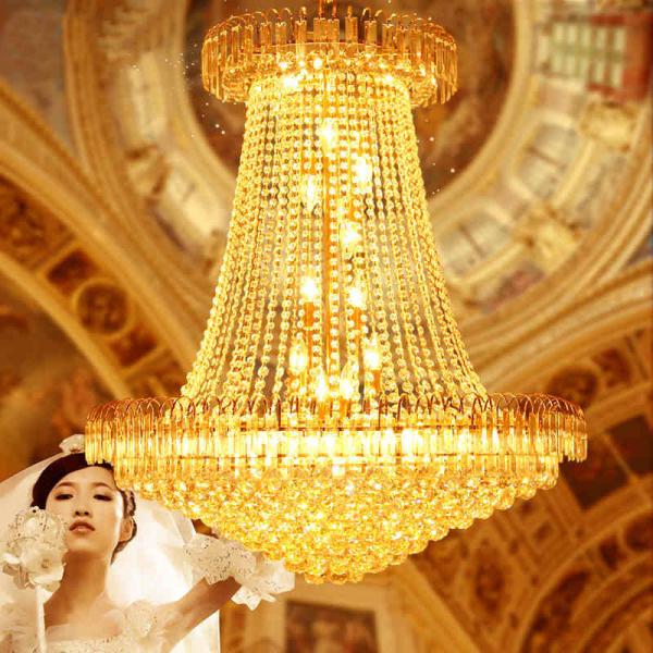 Large gold and crystal chandelier For hotel Project Lighting Fixtures (WH-NC-13)