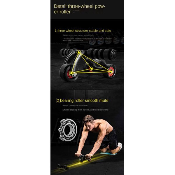Unisex 3 Wheel Push Up Abdominal Wheel Roller For Muscle Training