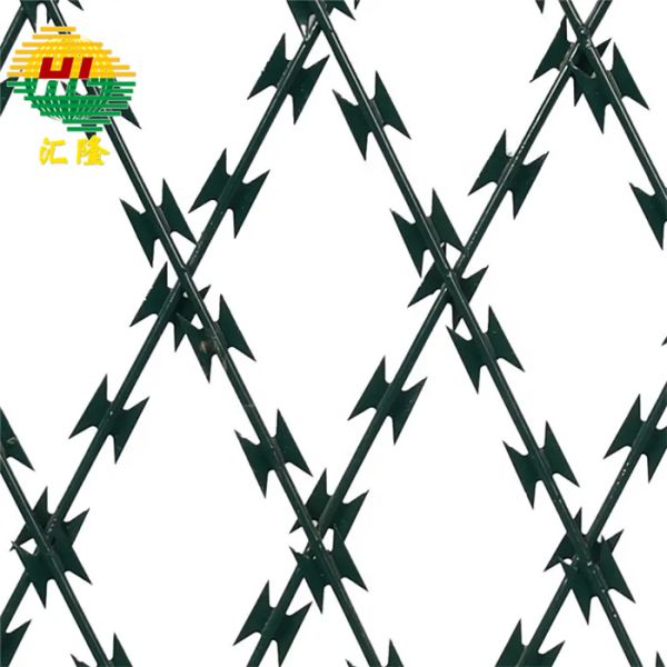 Pvc покрыл колючую проволоку безопасностью проволочной изгороди бритвы лезвия 2.8mm сетки диаманта