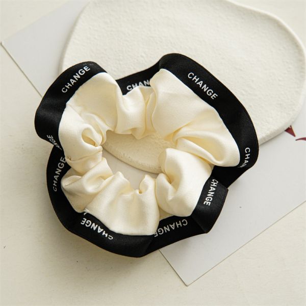 Girls fashion hair accessories scrunchies head string French ribbon edge fat bowel ring OEM logo words letter