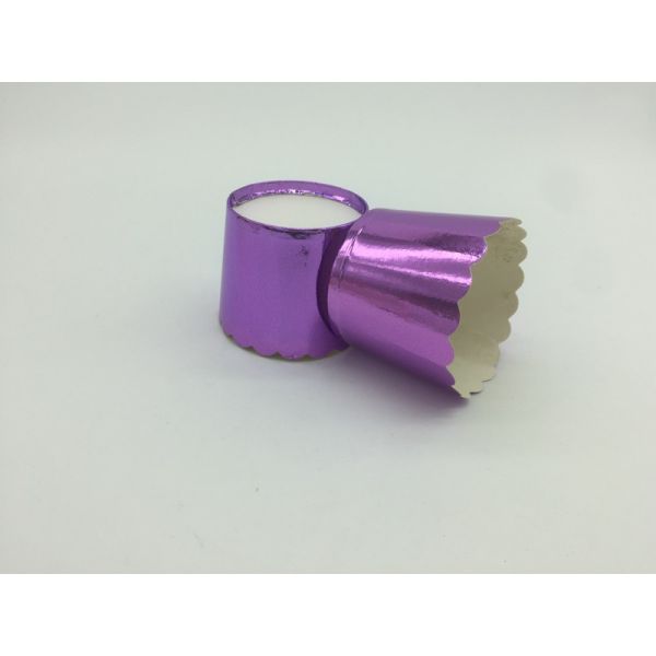 Shining Purple Colored Foil Cupcake Liners , Foil Baking Cases For Wedding Party Sweet Cake