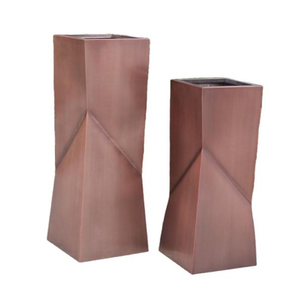 Outdoor flower planters standing metal cylinder flower pot