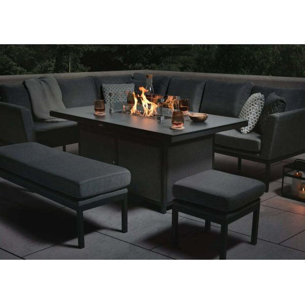 Mail packing Y AJUNION Luxury Outdoor Fabric Patio Furniture Dining Set with Firepit Table