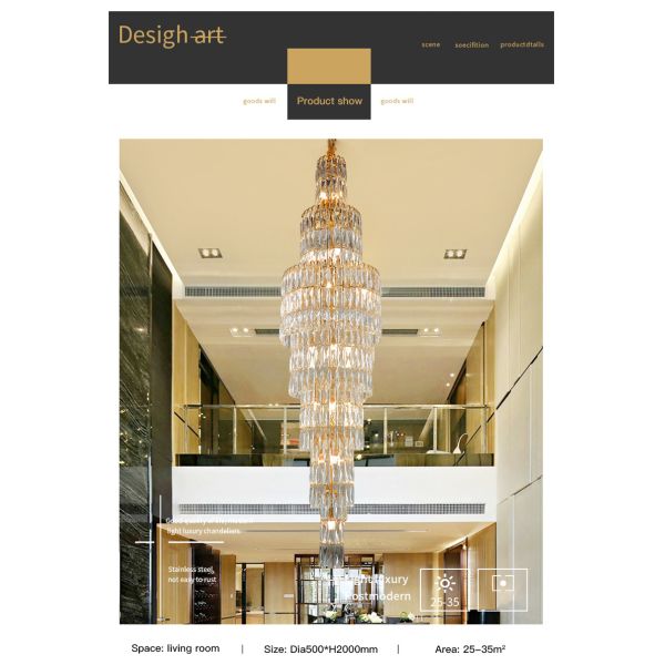 Luxury k9 crystal chandelier long staircase lamp living room lamp(WH-NC-89)