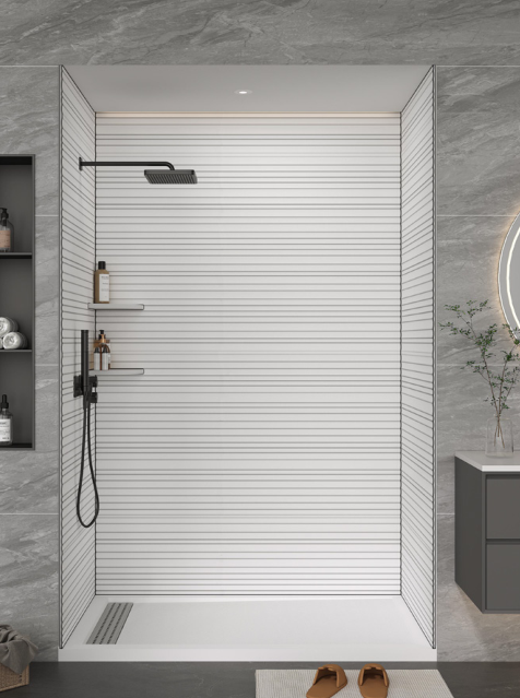 Horizontal Bathroom Solid Surface Shower Wall Panels Surround For Shower ODM