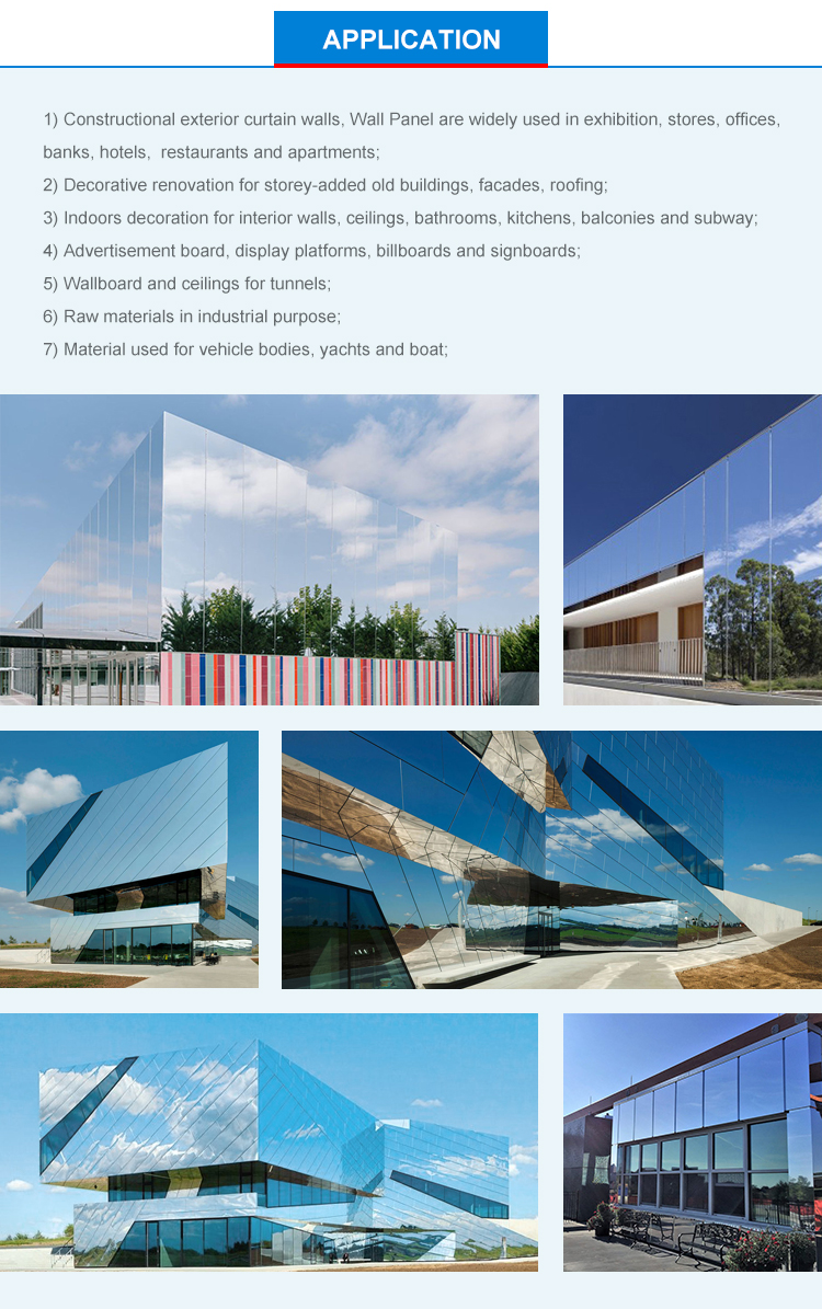 лист доски панели AA1100 6mm зеркала 1220mm алюминиевый составной алюминиевый