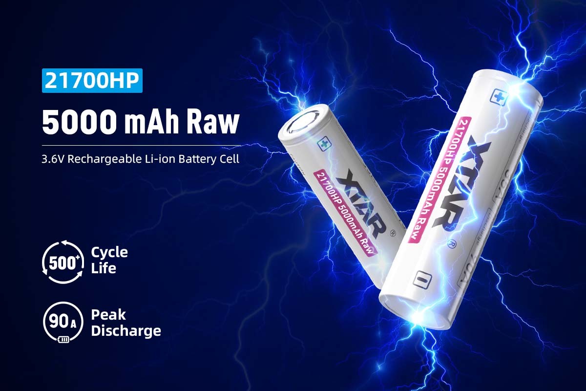 High-Performance 21700 Lithium Ion Cell with 5000mAh Capacity and 90A Peak Discharge for Industrial Applications
