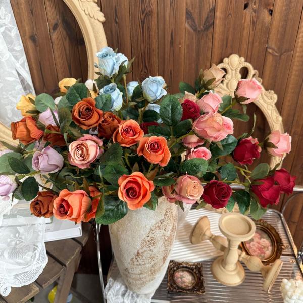 Simulated Flower Roses, 6 Head Dora Rose Waterfall, Fake Flower Decoration, Wedding Bouquet Wholesale Scene Decoration