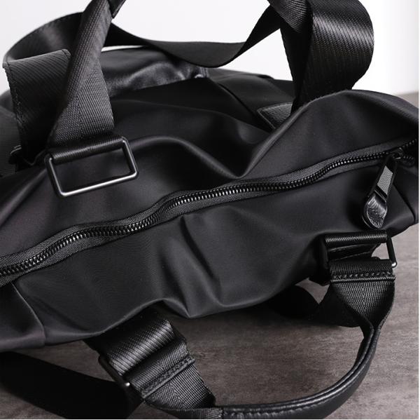 Nylon Womens Leather Bag For Work 38cm Black Leather Travel Backpack
