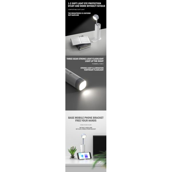Portable LED Desk Lamp 5W Rechargeable Table Lamp with Support Dimmer and Light Source