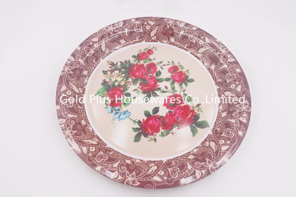 50cm New design round shape flower decal printed tray gift serving tray for wedding