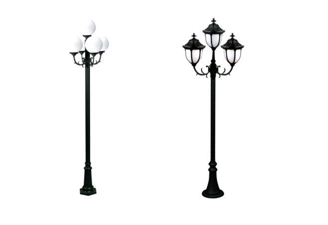 Modern Construction Cast Aluminum Lamp Post Villa Decoration Black Iron Light