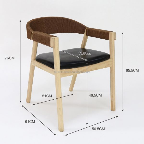 Leisure Facilities Solid Wood Dining Chair for Restaurant Hand-woven Cord General Simplicity Home Furniture