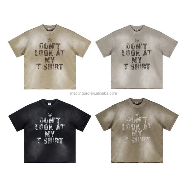 320Gsm Acid Wash Oversized T Shirt Tee Cotton Heavyweight T Shirt Vintage Sun Faded Streetwear