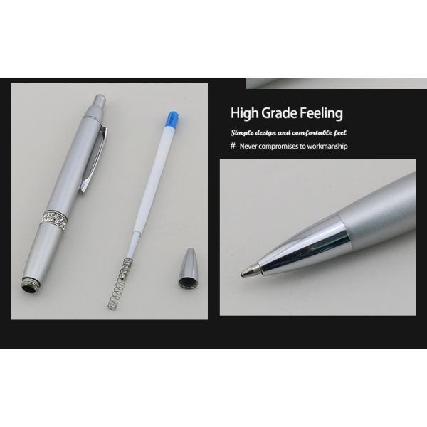 Elegant stylo à bille d'affaires en diamant avec anneau en incrustation Design 1.0mm stylo à bille cadeau