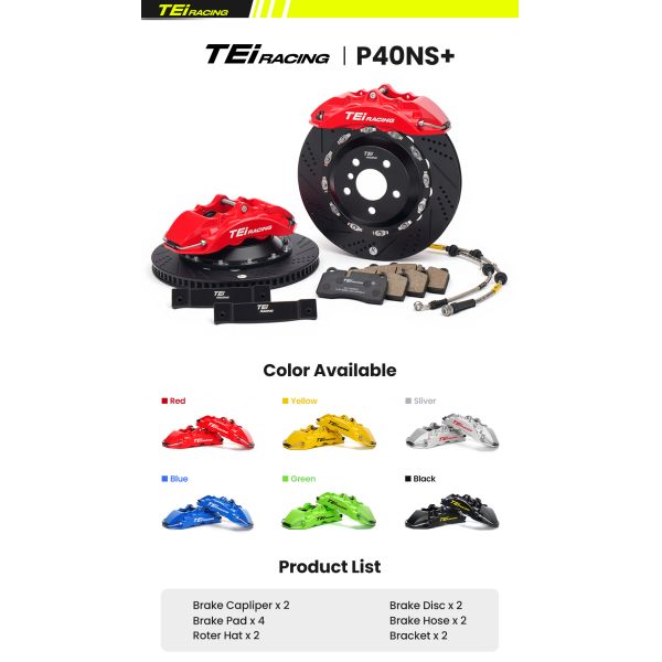 Kit de pinzas de freno TEI P40NS+ de 4 pistones BBK R18/R19 Kit de frenos grandes para Audi A4 B6 B7 B8 B8L B9 B9.5 B10 2000-2025
