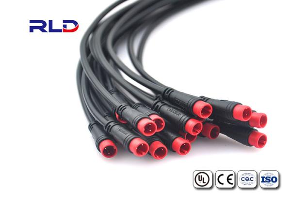 Black 2 Pin M8 IP65 Waterproof Plug Connector Plug 28AWG-22AWG For Electric Bike