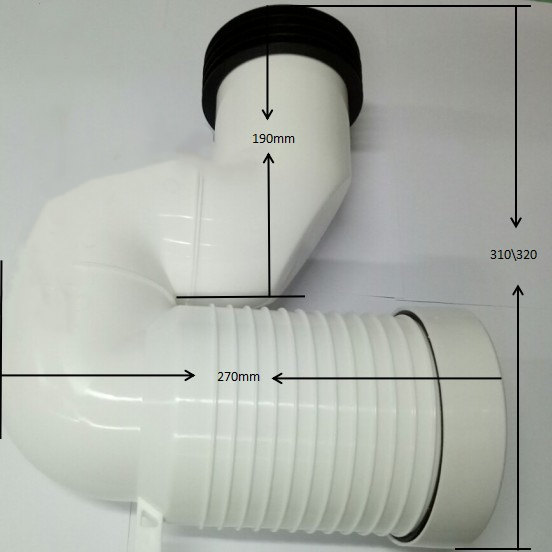 White PP Bathroom Pipe Connection Pipe Toilet Accessory Bathtub Pipe Drainage Water Trap