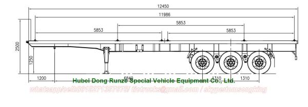 Flatbed Container Trailer  3 axle  for container Loading capacity 40 ton ,60ton,80Ton