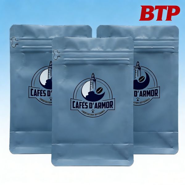 Custom Printed Stand up Coffee Pouch with Resealable Zipper Top for Artisanal Coffee Retail Packaging Plastic Bags Custom Logo