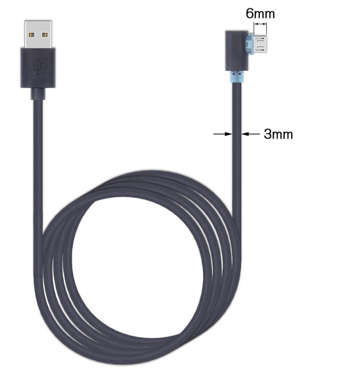 USB 2.0 Micro B USB Cable A Male to Right 90 degree Angle Customized